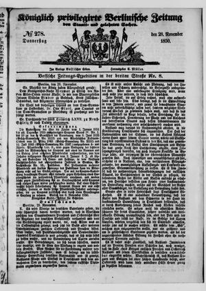 Königlich privilegirte Berlinische Zeitung von Staats- und gelehrten Sachen on Nov 28, 1850