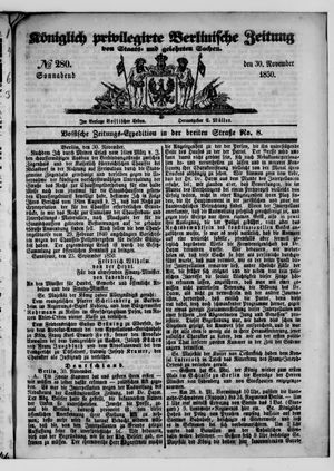 Königlich privilegirte Berlinische Zeitung von Staats- und gelehrten Sachen vom 30.11.1850