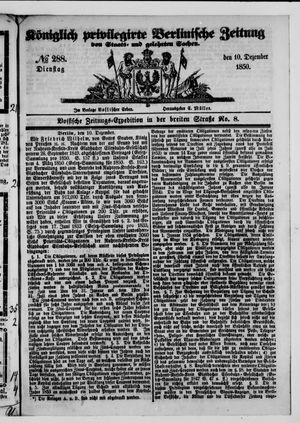 Königlich privilegirte Berlinische Zeitung von Staats- und gelehrten Sachen on Dec 10, 1850