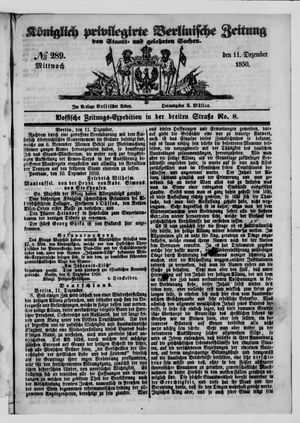 Königlich privilegirte Berlinische Zeitung von Staats- und gelehrten Sachen vom 11.12.1850