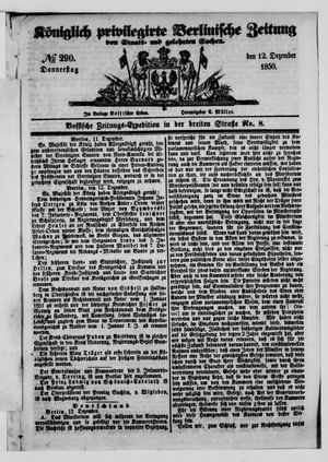 Königlich privilegirte Berlinische Zeitung von Staats- und gelehrten Sachen vom 12.12.1850