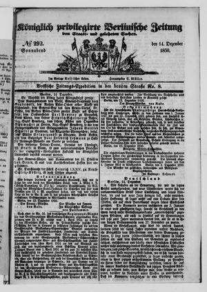Königlich privilegirte Berlinische Zeitung von Staats- und gelehrten Sachen vom 14.12.1850