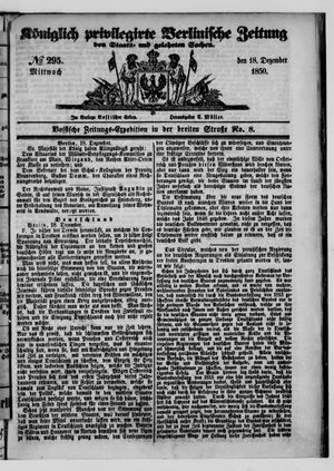 Königlich privilegirte Berlinische Zeitung von Staats- und gelehrten Sachen vom 18.12.1850