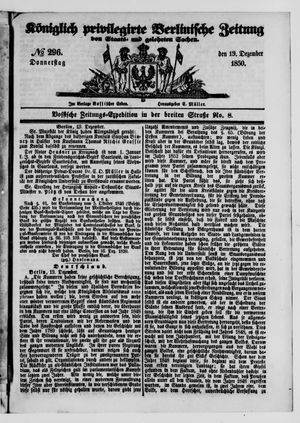 Königlich privilegirte Berlinische Zeitung von Staats- und gelehrten Sachen on Dec 19, 1850