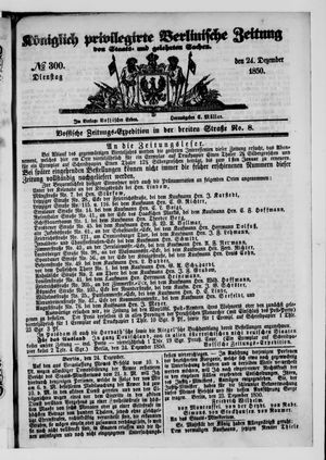Königlich privilegirte Berlinische Zeitung von Staats- und gelehrten Sachen vom 24.12.1850