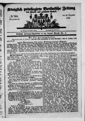 Königlich privilegirte Berlinische Zeitung von Staats- und gelehrten Sachen on Dec 28, 1850