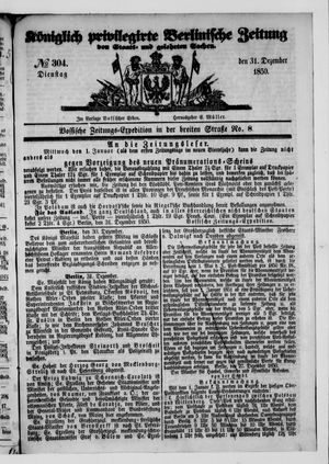 Königlich privilegirte Berlinische Zeitung von Staats- und gelehrten Sachen vom 31.12.1850