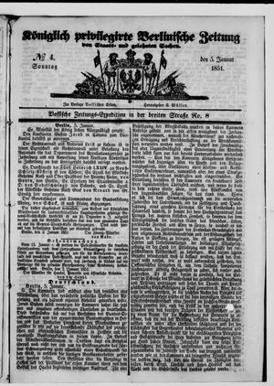 Königlich privilegirte Berlinische Zeitung von Staats- und gelehrten Sachen vom 05.01.1851