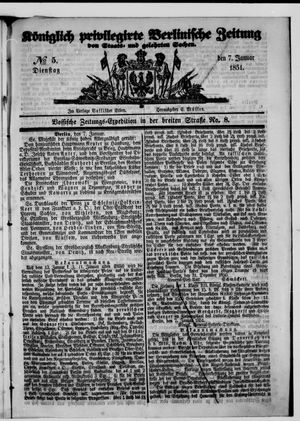 Königlich privilegirte Berlinische Zeitung von Staats- und gelehrten Sachen vom 07.01.1851