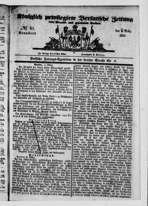 Königlich privilegirte Berlinische Zeitung von Staats- und gelehrten Sachen on Mar 1, 1851