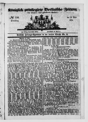 Königlich privilegirte Berlinische Zeitung von Staats- und gelehrten Sachen vom 20.05.1851
