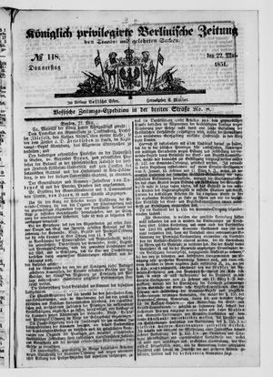 Königlich privilegirte Berlinische Zeitung von Staats- und gelehrten Sachen on May 22, 1851