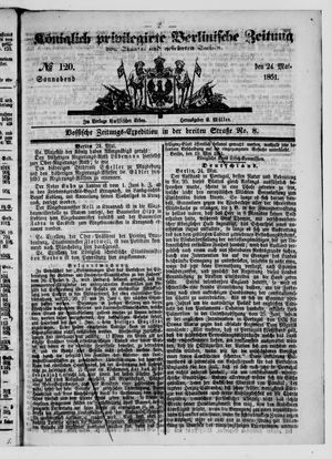 Königlich privilegirte Berlinische Zeitung von Staats- und gelehrten Sachen vom 24.05.1851