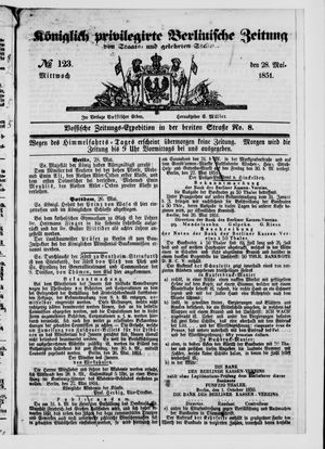 Königlich privilegirte Berlinische Zeitung von Staats- und gelehrten Sachen vom 28.05.1851