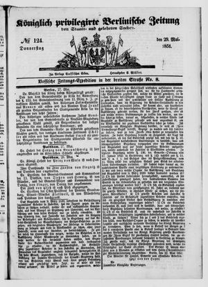 Königlich privilegirte Berlinische Zeitung von Staats- und gelehrten Sachen vom 29.05.1851