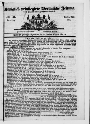 Königlich privilegirte Berlinische Zeitung von Staats- und gelehrten Sachen on Jun 24, 1851