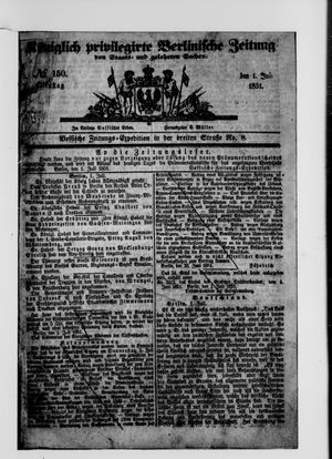 Königlich privilegirte Berlinische Zeitung von Staats- und gelehrten Sachen vom 01.07.1851