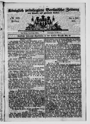 Königlich privilegirte Berlinische Zeitung von Staats- und gelehrten Sachen vom 04.07.1851