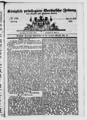 Königlich privilegirte Berlinische Zeitung von Staats- und gelehrten Sachen on Jul 11, 1851