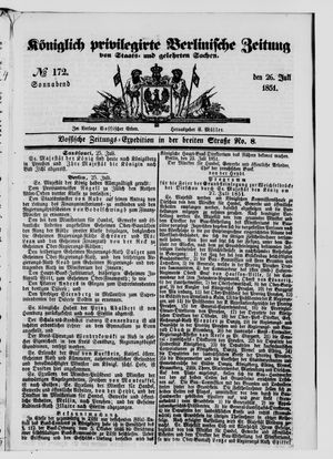 Königlich privilegirte Berlinische Zeitung von Staats- und gelehrten Sachen on Jul 26, 1851