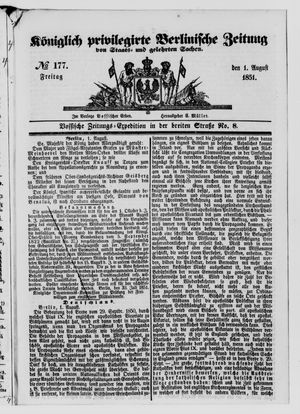 Königlich privilegirte Berlinische Zeitung von Staats- und gelehrten Sachen vom 01.08.1851