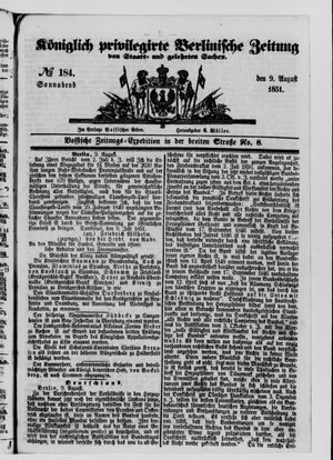 Königlich privilegirte Berlinische Zeitung von Staats- und gelehrten Sachen vom 09.08.1851