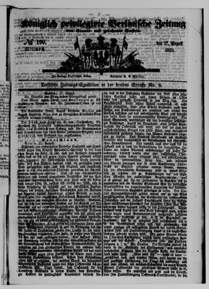 Königlich privilegirte Berlinische Zeitung von Staats- und gelehrten Sachen vom 27.08.1851
