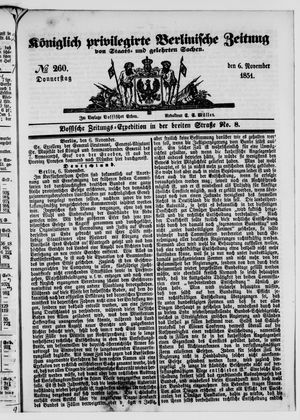 Königlich privilegirte Berlinische Zeitung von Staats- und gelehrten Sachen vom 06.11.1851