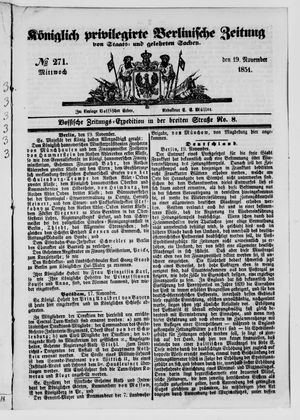 Königlich privilegirte Berlinische Zeitung von Staats- und gelehrten Sachen on Nov 19, 1851
