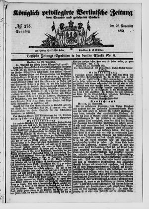 Königlich privilegirte Berlinische Zeitung von Staats- und gelehrten Sachen on Nov 23, 1851