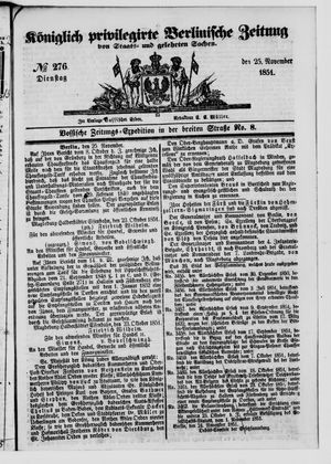 Königlich privilegirte Berlinische Zeitung von Staats- und gelehrten Sachen on Nov 25, 1851