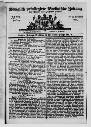 Königlich privilegirte Berlinische Zeitung von Staats- und gelehrten Sachen vom 28.11.1851