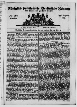 Königlich privilegirte Berlinische Zeitung von Staats- und gelehrten Sachen vom 09.12.1851