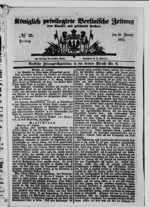Königlich privilegirte Berlinische Zeitung von Staats- und gelehrten Sachen vom 30.01.1852