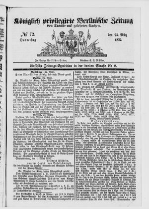 Königlich privilegirte Berlinische Zeitung von Staats- und gelehrten Sachen on Mar 25, 1852