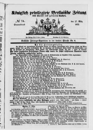 Königlich privilegirte Berlinische Zeitung von Staats- und gelehrten Sachen on Mar 27, 1852