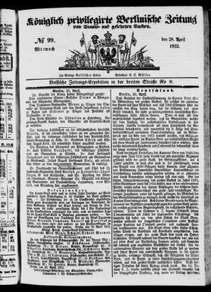 Königlich privilegirte Berlinische Zeitung von Staats- und gelehrten Sachen on Apr 28, 1852