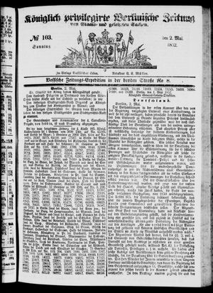 Königlich privilegirte Berlinische Zeitung von Staats- und gelehrten Sachen on May 2, 1852