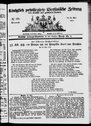 Königlich privilegirte Berlinische Zeitung von Staats- und gelehrten Sachen vom 26.05.1852
