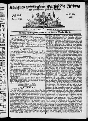 Königlich privilegirte Berlinische Zeitung von Staats- und gelehrten Sachen on May 27, 1852
