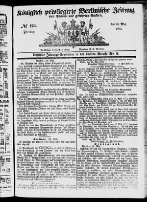 Königlich privilegirte Berlinische Zeitung von Staats- und gelehrten Sachen vom 28.05.1852