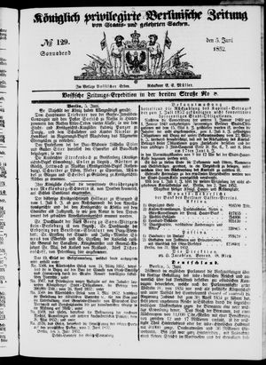 Königlich privilegirte Berlinische Zeitung von Staats- und gelehrten Sachen vom 05.06.1852