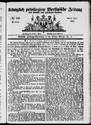 Königlich privilegirte Berlinische Zeitung von Staats- und gelehrten Sachen on Jun 11, 1852