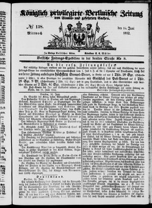 Königlich privilegirte Berlinische Zeitung von Staats- und gelehrten Sachen vom 16.06.1852