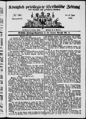 Königlich privilegirte Berlinische Zeitung von Staats- und gelehrten Sachen vom 19.06.1852
