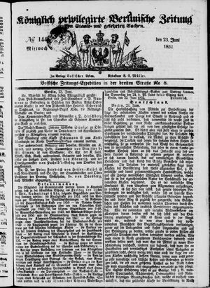 Königlich privilegirte Berlinische Zeitung von Staats- und gelehrten Sachen on Jun 23, 1852