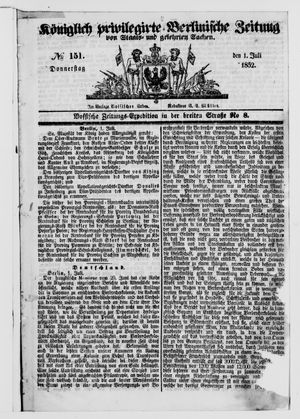 Königlich privilegirte Berlinische Zeitung von Staats- und gelehrten Sachen on Jul 1, 1852