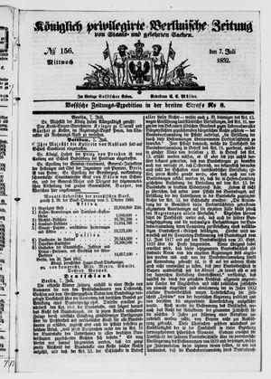 Königlich privilegirte Berlinische Zeitung von Staats- und gelehrten Sachen on Jul 7, 1852