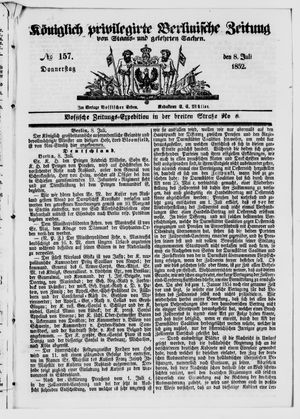Königlich privilegirte Berlinische Zeitung von Staats- und gelehrten Sachen on Jul 8, 1852