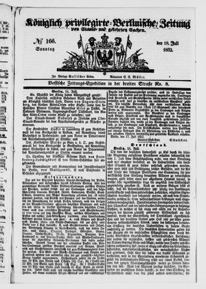 Königlich privilegirte Berlinische Zeitung von Staats- und gelehrten Sachen vom 18.07.1852